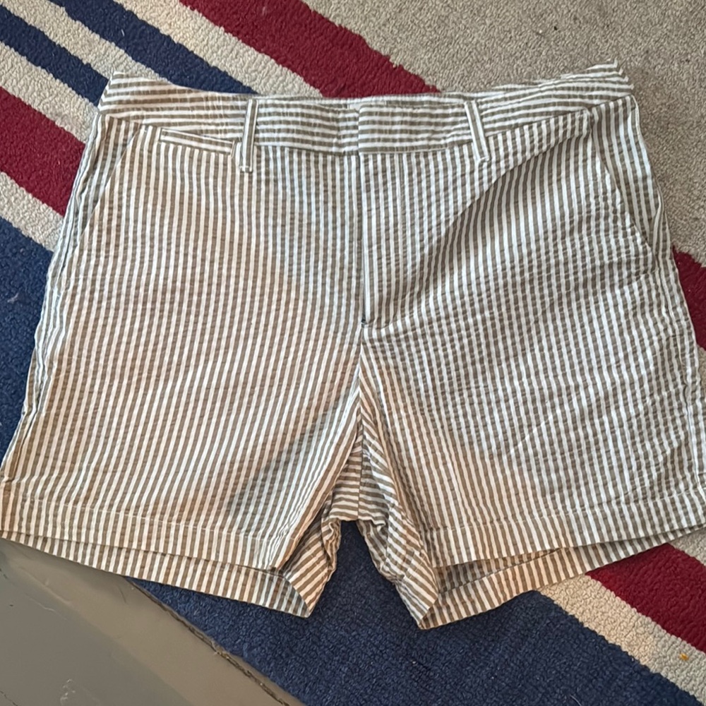 Striped Tan Women's Seersucker Shorts- A New Day Size 10
